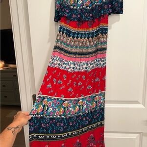 Altar'd State Red and Blue Floral Dress